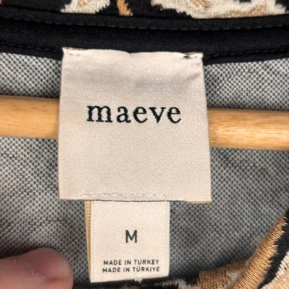 Maeve by Anthropologie Knit Leopard Jacquard Boxy Tee - Sz M - Picture 5 of 10